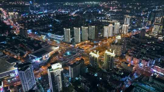 青岛城市夜景航拍