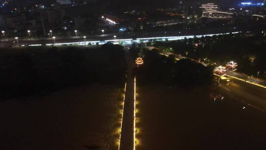 福建漳州城市夜景灯光航拍