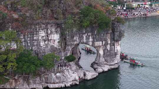 广西桂林象山景区桂林象鼻山航拍