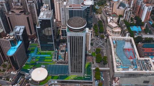城市高楼视频深圳国贸大厦周边的高楼林立视频素材模板下载