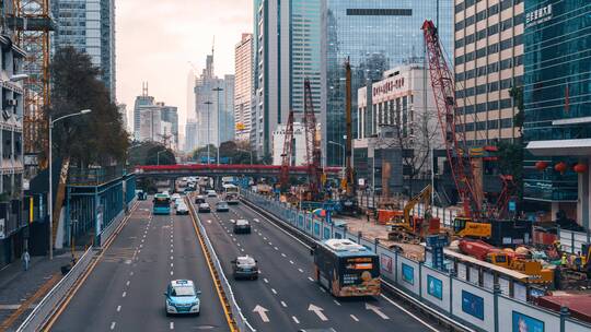 深圳罗湖深南大道城市风光车流延时