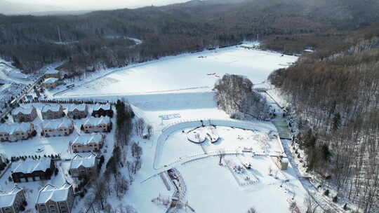 亚布力冬季滑雪场地航拍