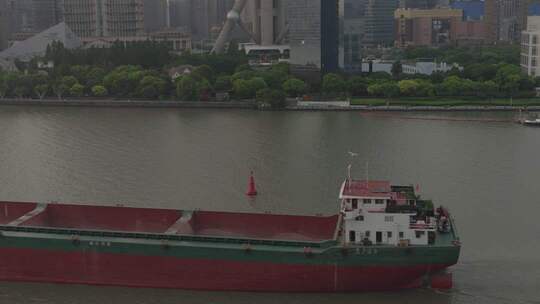 航拍上海 黄浦江船只