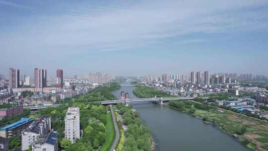阜阳泉河颍河城市大景航拍视频素材模板下载