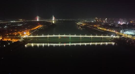 湖南湘潭湘江一大桥夜景航拍3