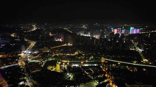 江苏淮安城市夜景灯光航拍