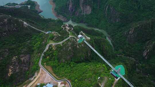 航拍浙江台州市天台山风景区大瀑布琼台景区