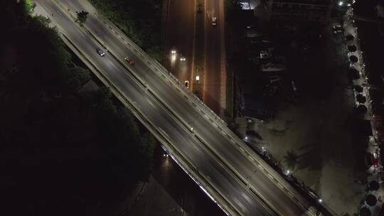 夜间城市道路交通航拍视频素材模板下载