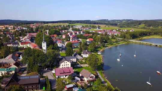 捷克共和国南波西米亚弗林伯克镇的航拍镜头