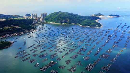 夕阳下的海边捕鱼船回港