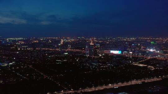 上海傍晚大气夜景全景航拍视频素材模板下载
