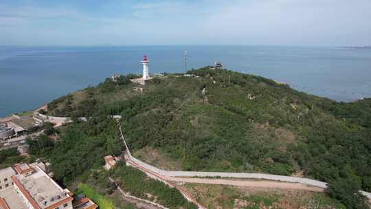 山东蓬莱城市风光蓬莱阁旅游景区航拍