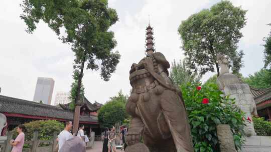 成都文殊院寺庙白昼实拍