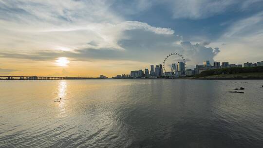 深圳欢乐港湾摩天轮日落美景视频素材模板下载