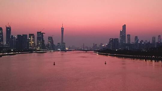 广州塔与珠江新城日落延时风景