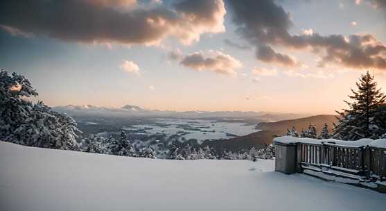 冬天雪地特写雪天风景下雪风光唯美冬季雪景