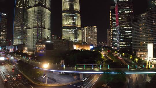 上海陆家嘴夜景航拍空镜