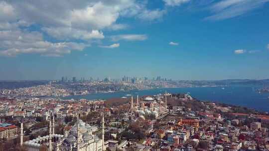 土耳其伊斯坦布尔圣索菲亚教堂4K航拍