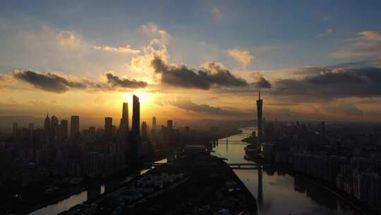 城市建筑都市日出日落朝阳晚霞夕阳黄昏航拍