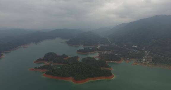 河源万绿湖风景区航拍