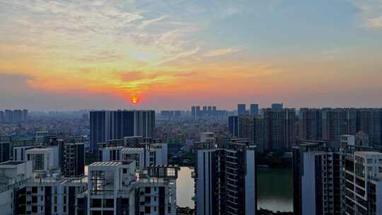 广州荔湾大坦沙一江两岸·大坦沙岛日落时分