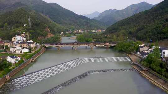 杭州富阳龙鳞坝晨曦航拍