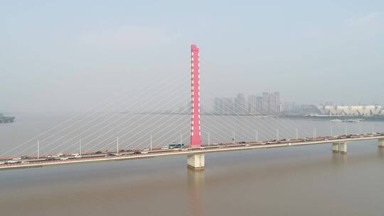 杭州西兴大桥市民中心钱塘江航拍