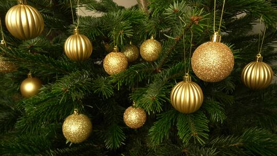 圣诞树金色球装饰