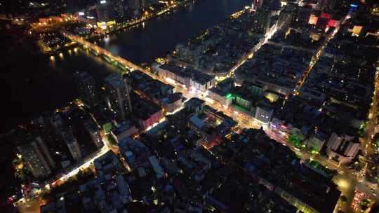 湖南省衡阳市石鼓区湘江夜景航拍4k