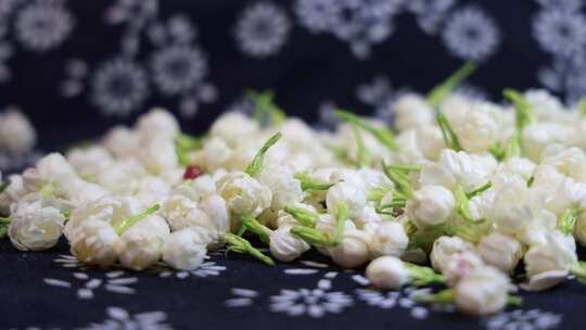 升格慢动作微距特写茉莉花与茉莉花茶制作