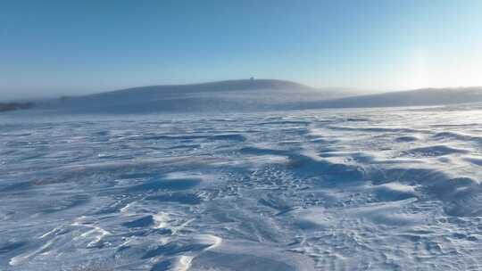 冬天雪地风吹雪白毛风寒风冷风视频素材模板下载