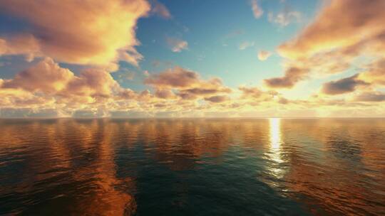 黄色的海边夕阳落日大海唯美风景