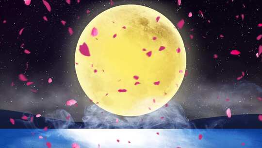 唯美月亮花瓣中秋节背景