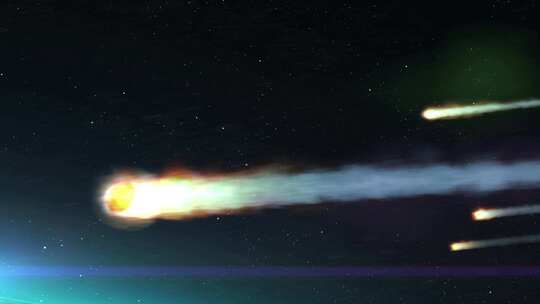地球大气中的小行星燃烧（3件装）