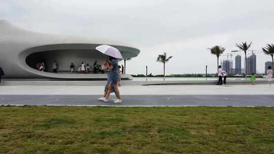 海口云洞图书馆风光视频素材模板下载