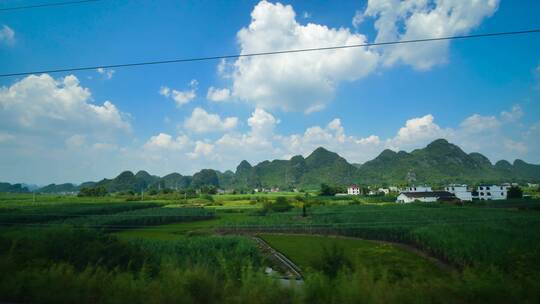 动车高铁火车窗外风景