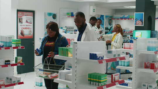 健康专家帮助客户提供药箱