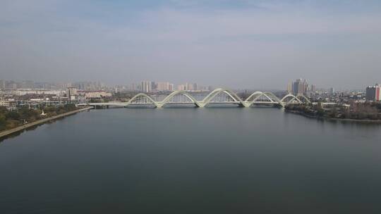 南阳白河卧龙大桥航拍13视频素材模板下载