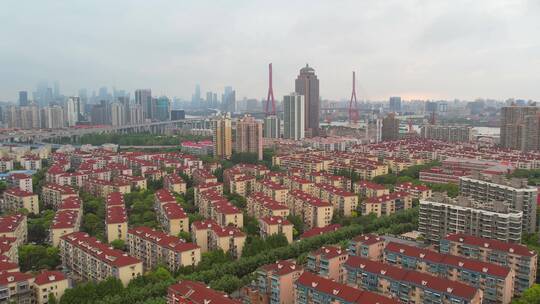 航拍上海居民区住宅视频素材模板下载