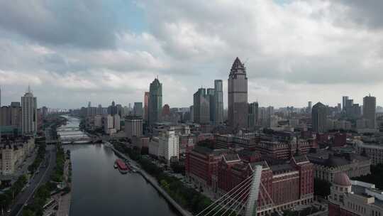 天津海河风景城市建筑风光航拍