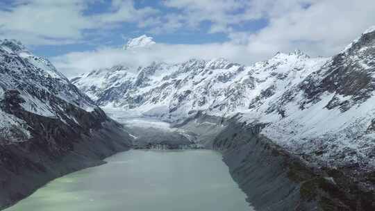 雪山湖泊自然风光全景