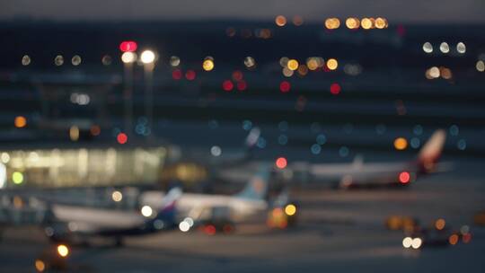 夜晚机场光斑背景