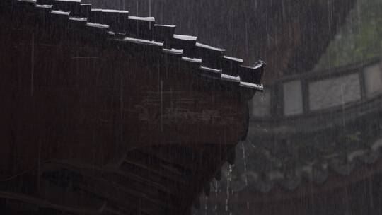 杭州大运河萧山博物馆雨天视频
