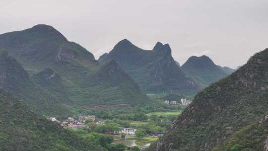 桂林水田山水航拍