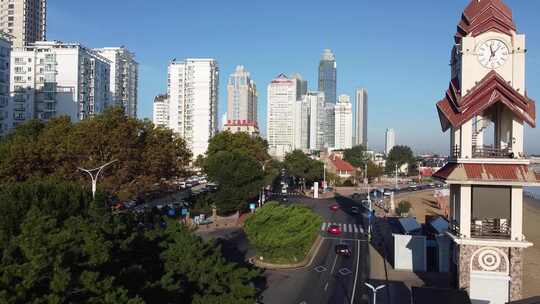 航拍山东烟台海岸线日出沿海风景