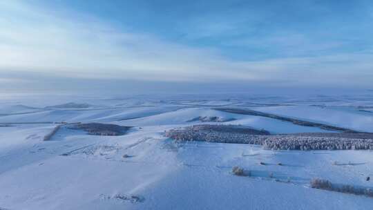 航拍高寒雪域雪原暮色