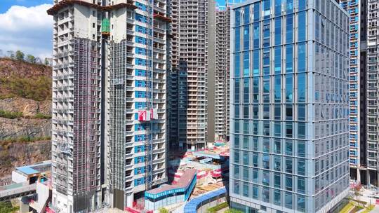 深圳高楼城市建设大楼工地航拍视频素材模板下载