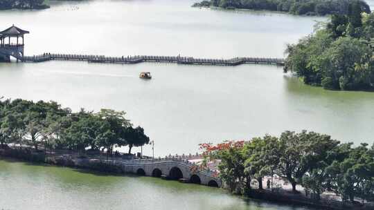 惠州西湖苏堤航拍中景