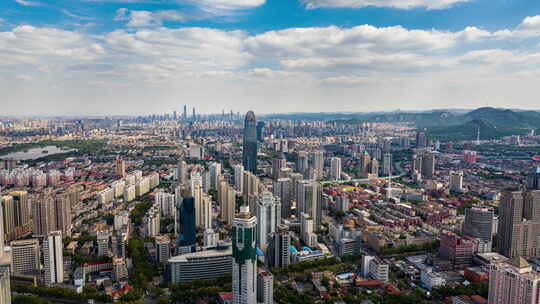 山东济南绿地中心市中区航拍城市全景