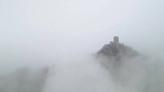 冬季长城雪景云海云海缭绕